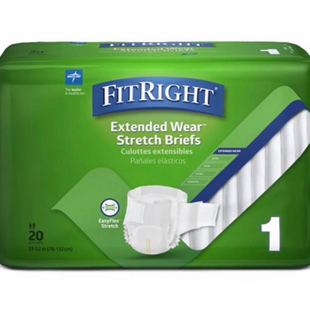 FitRight Extended Wear Stretch Briefs size medium/large 20 pack